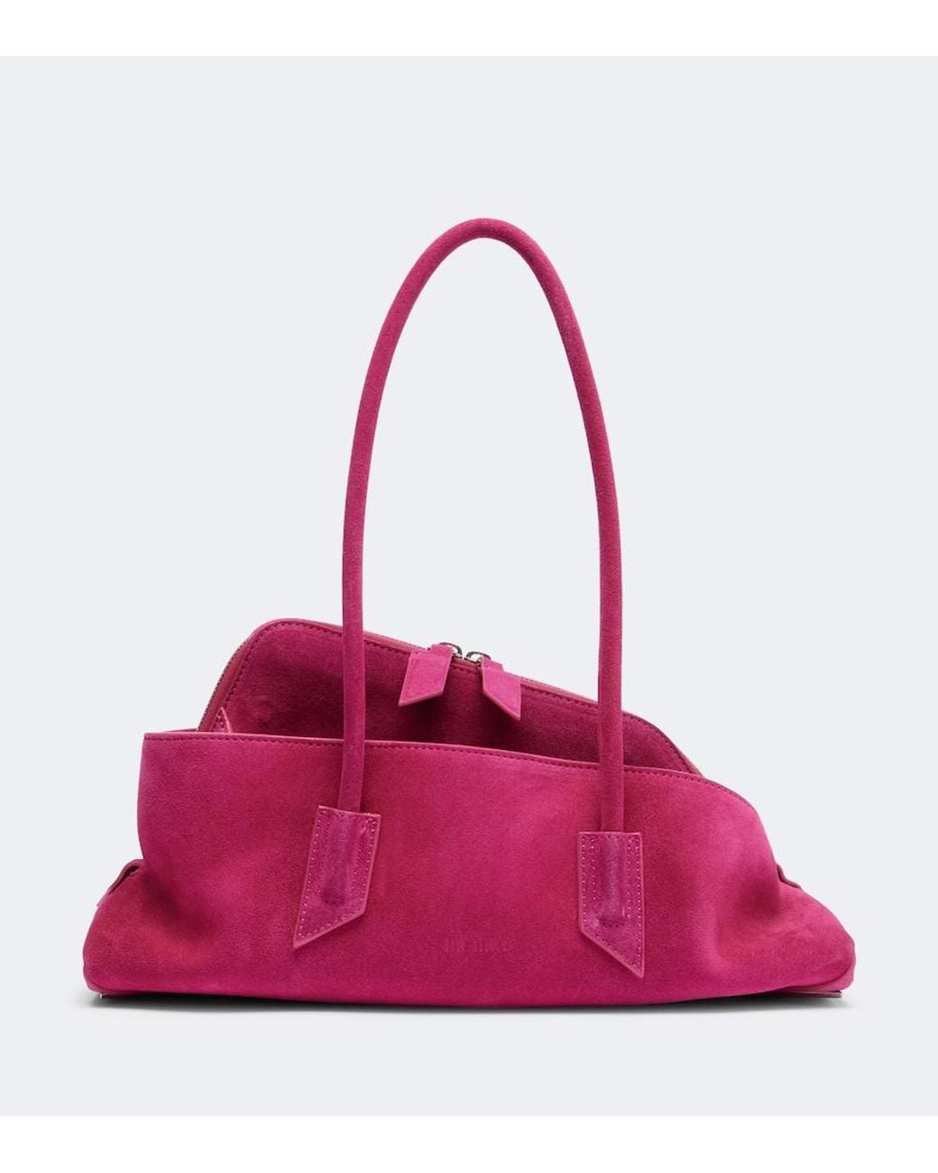 The Attico Pink La Passeggiata Small Suede Shoulder Bag