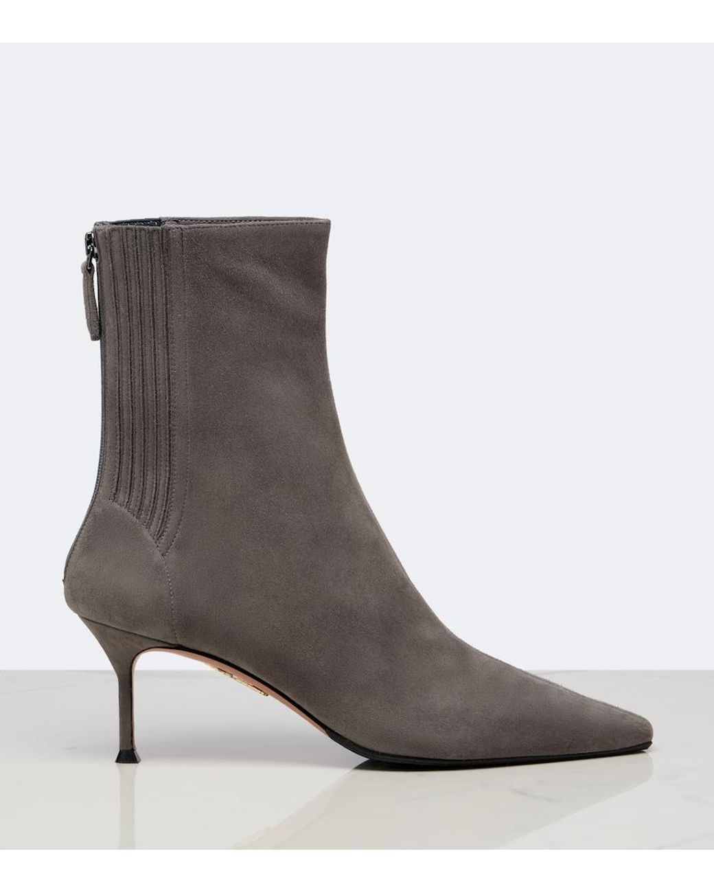Aquazzura Gray Saint Honore Suede Ankle Boots