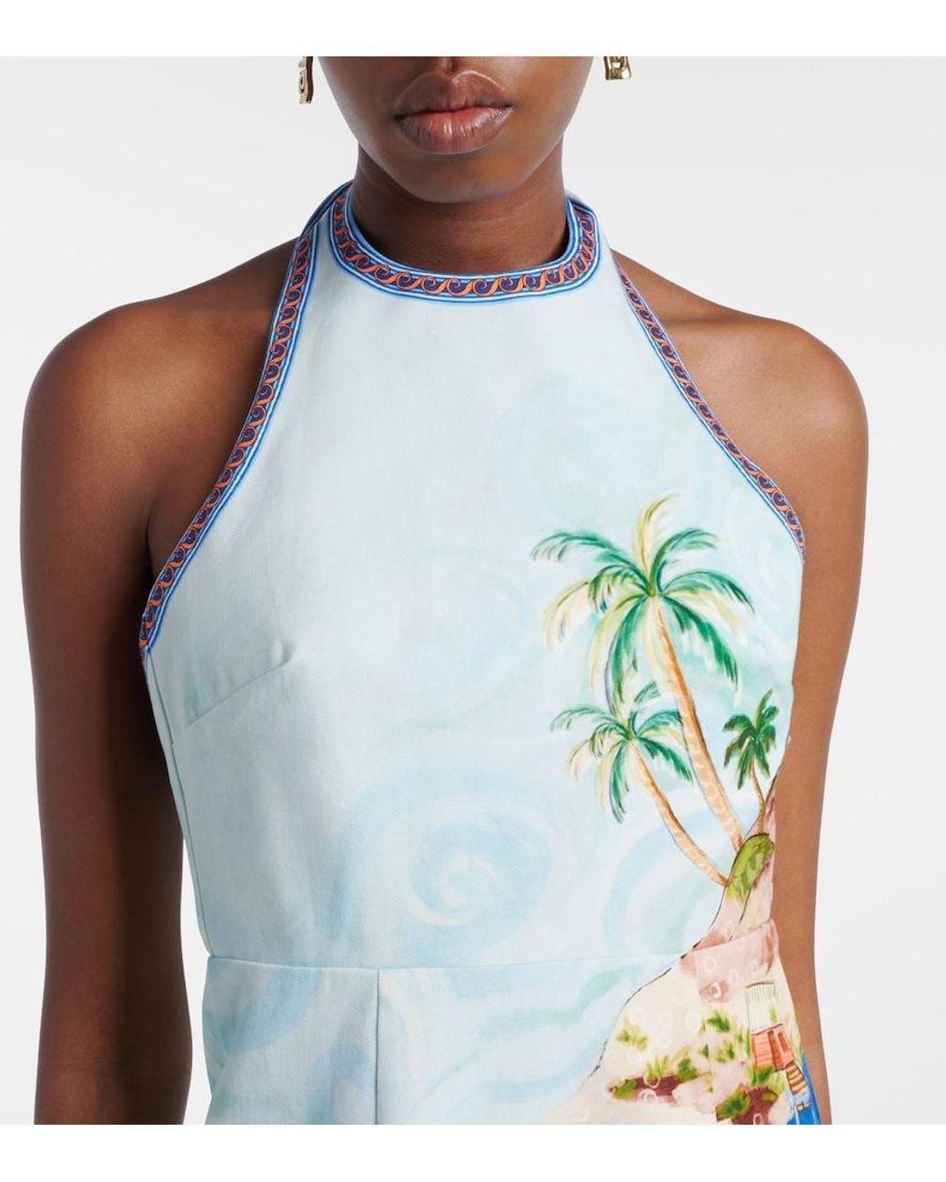 ALÉMAIS Blue Island Printed Cotton Minidress
