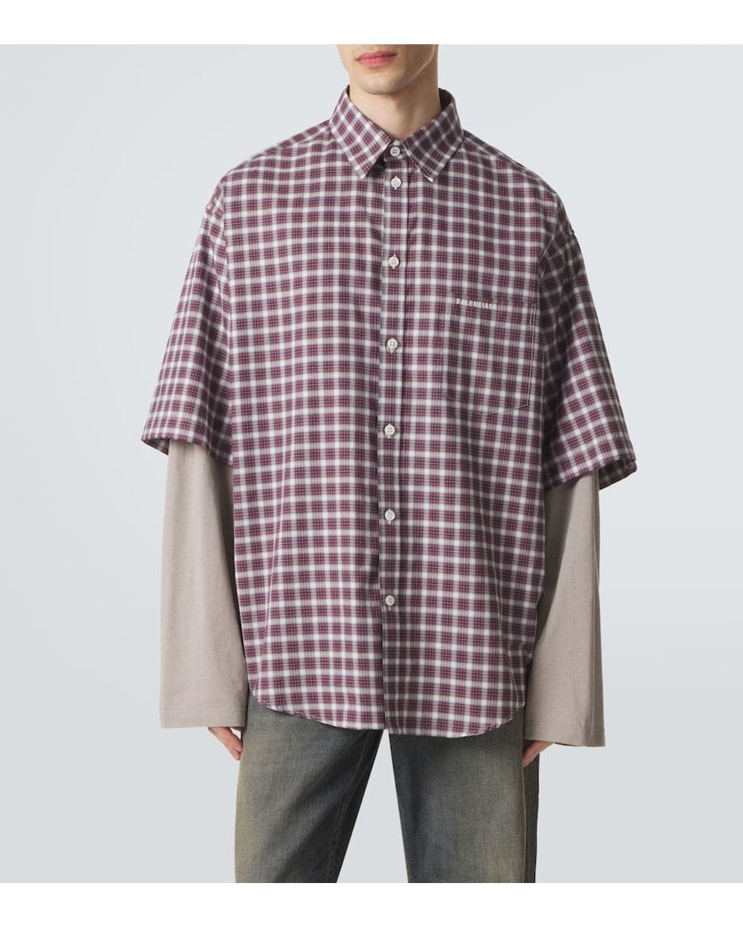Balenciaga Layered Checked Cotton Shirt for men