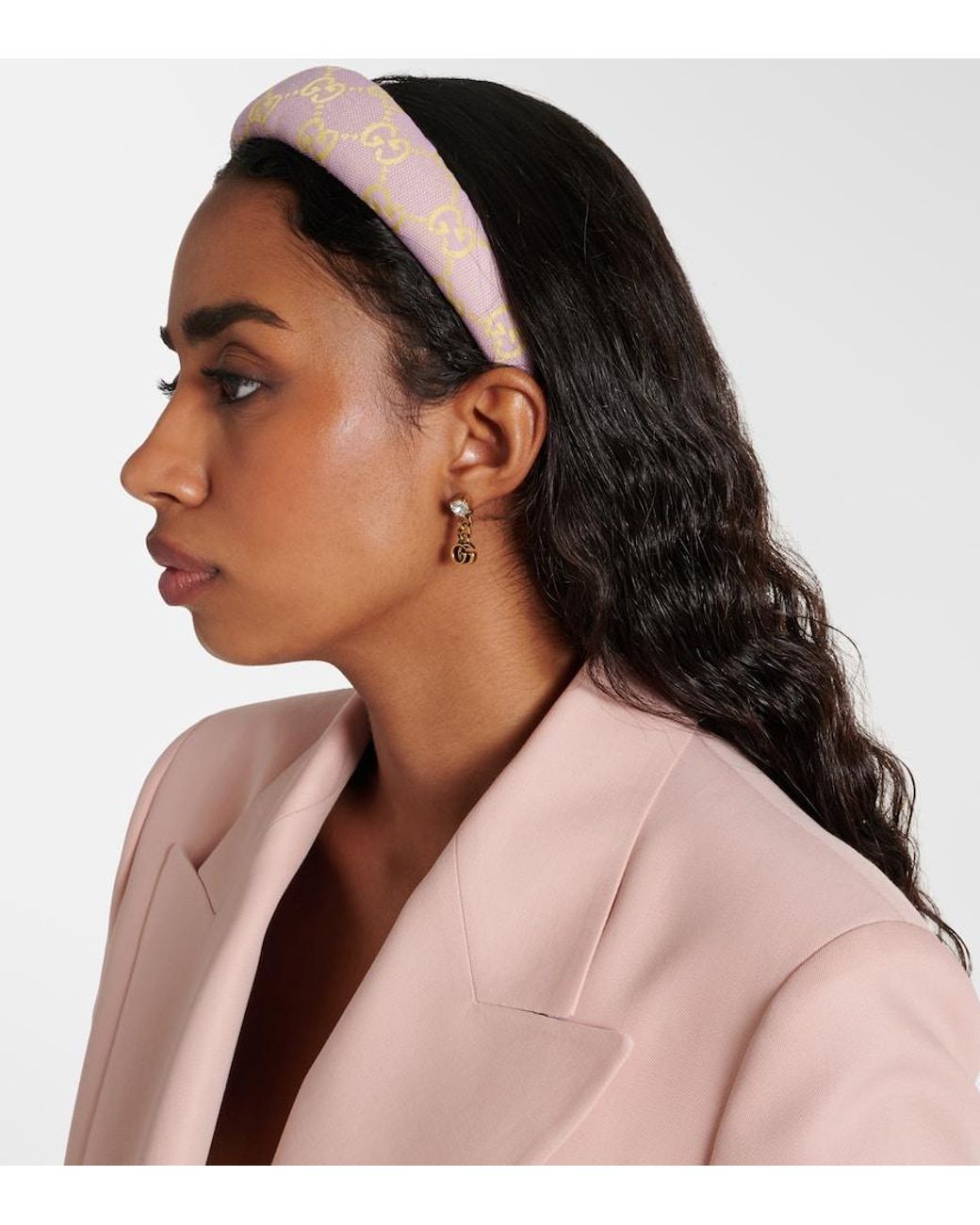 NEW Original Women GG Gucci logo canvas headband hairband with dust bag Original GG canvas hairband in beige and ebony | GUCCI® ZA main image 4