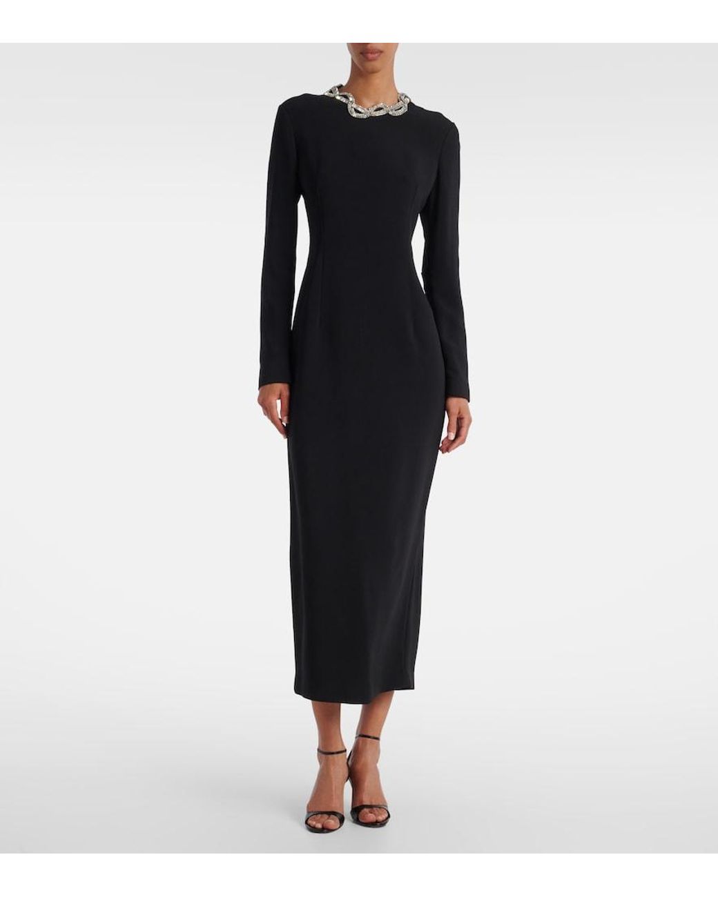 The Row Black Mitsuko Embellished Cady Midi Dress