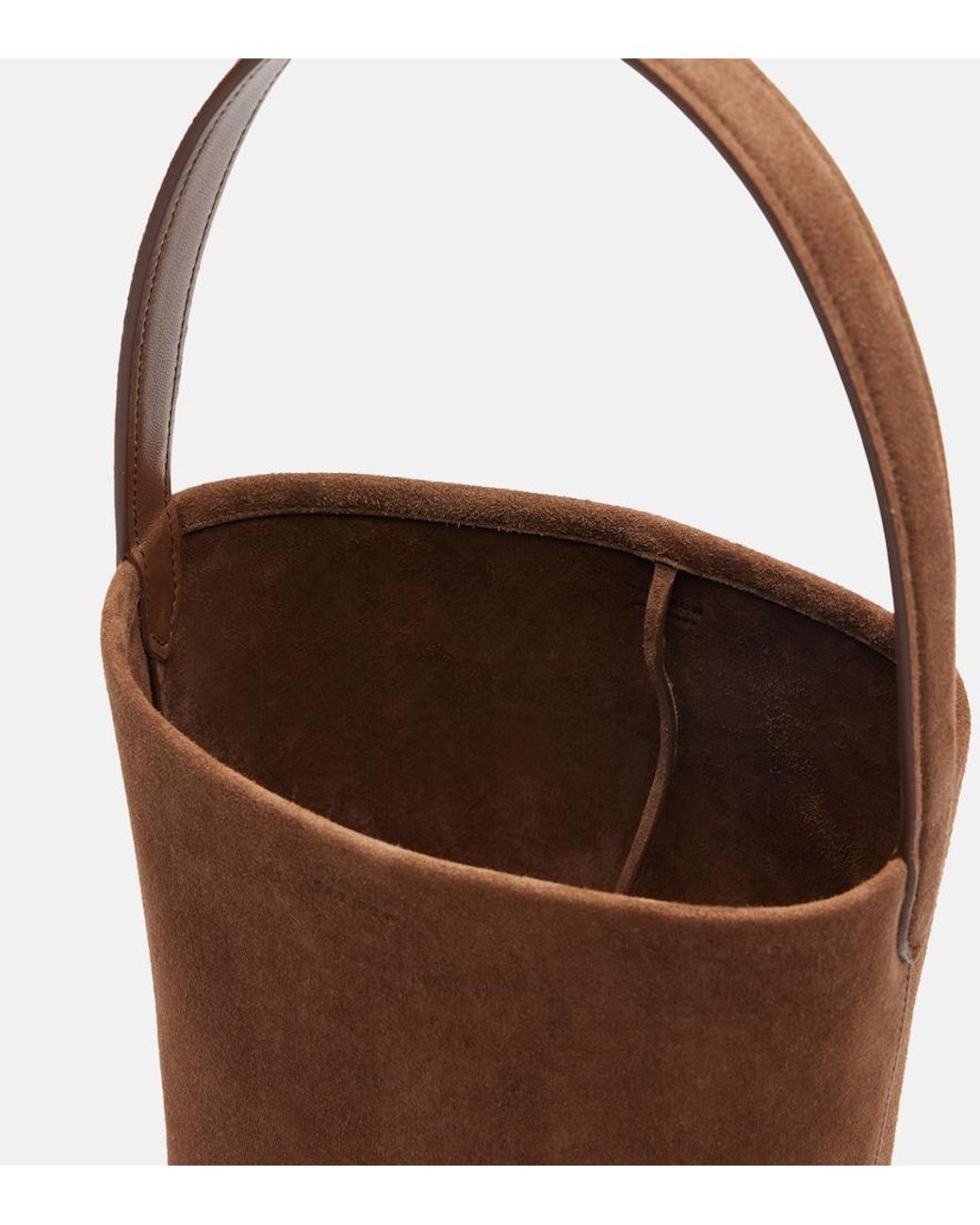The Row Brown Park Edge N/S Small Suede Bucket Bag