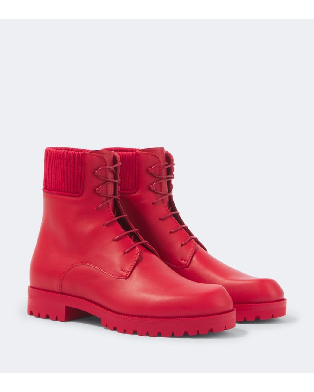 Christian Louboutin Red Trapman Tct 2 Leather Lace-Up Boots for men
