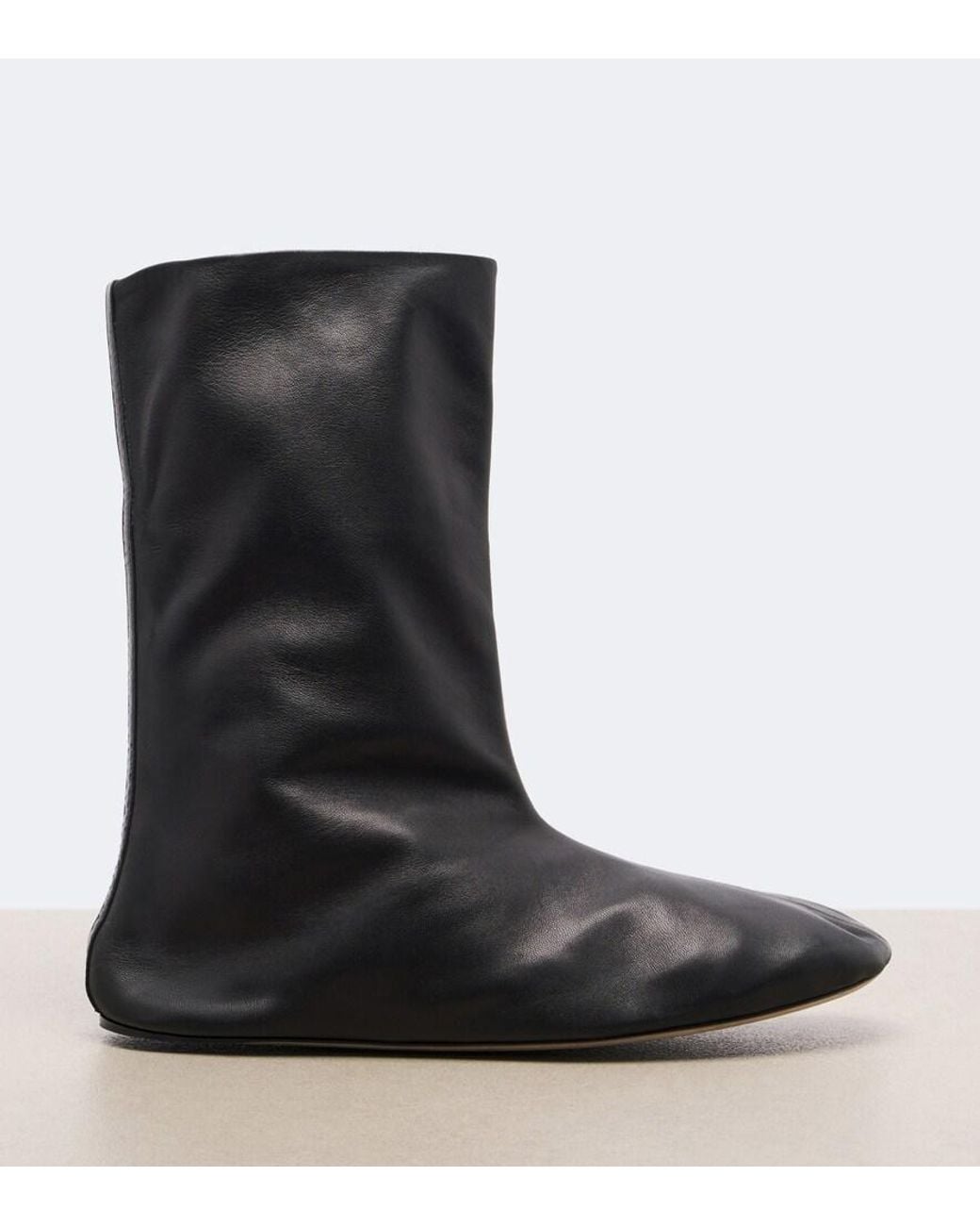 The Row Black Esther Leather Mid-Calf Boots