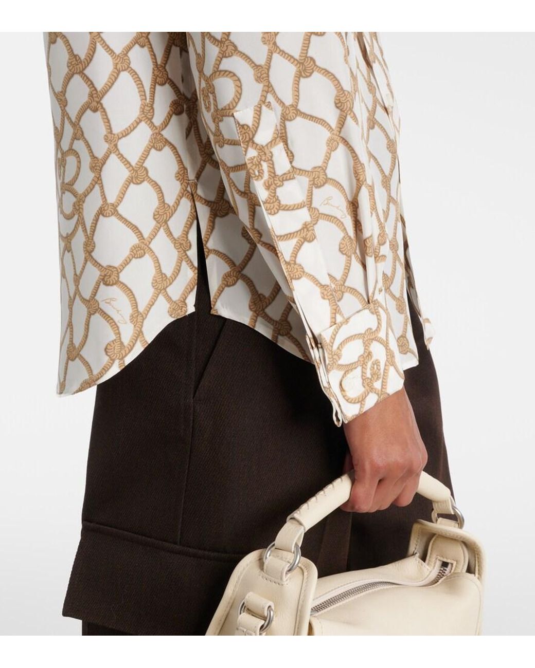 Burberry Natural Printed Silk Shirt