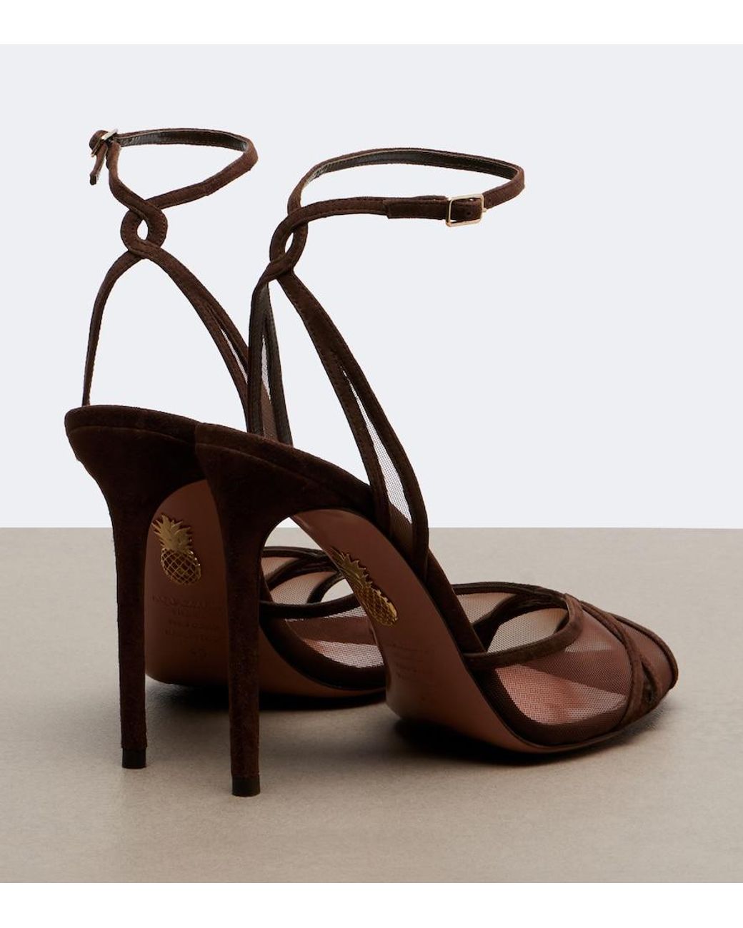 Aquazzura Brown Shear Suede Sandals