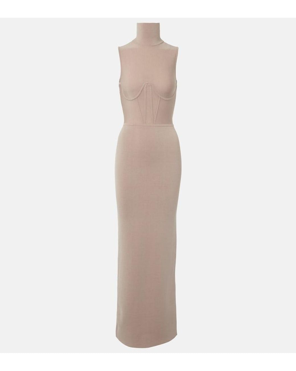 Nensi Dojaka White Gwyneth Knitted Corset Maxi Dress