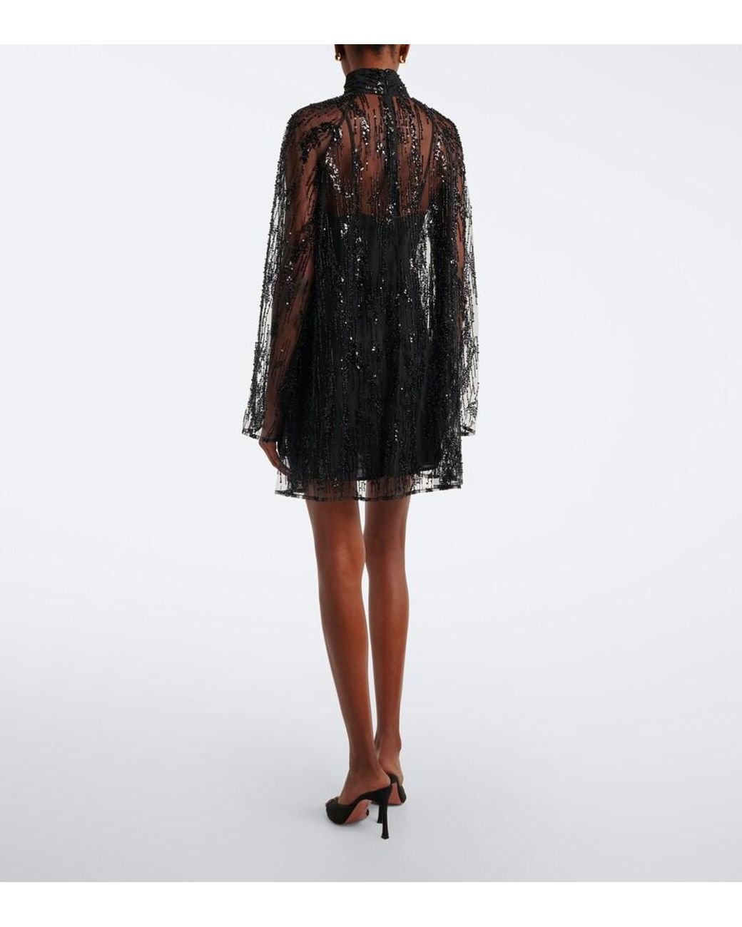 Staud Black Esther Embellished Minidress