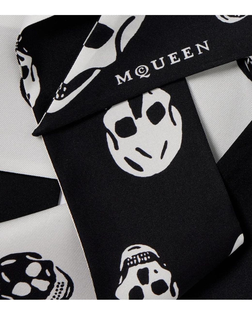 McQueen White Skull Silk Scarf