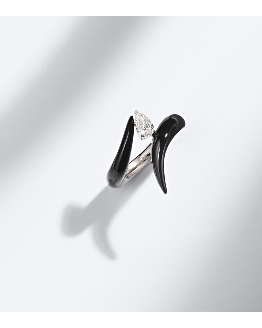 Nikos Koulis Black Oui 18Kt And Enamel Ring With Diamonds