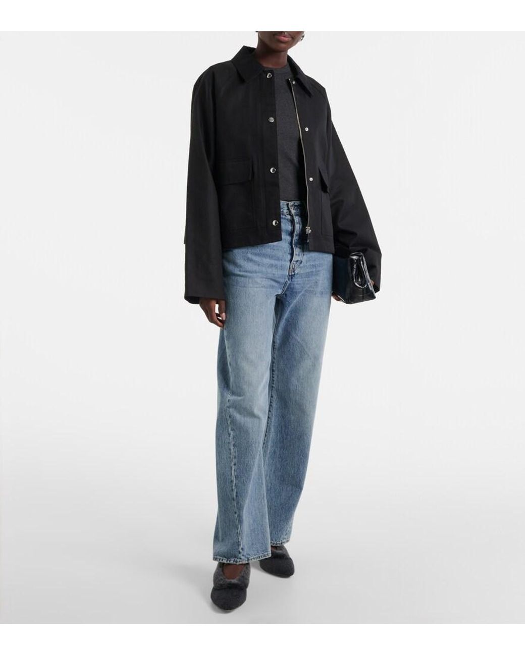 Totême Black Shearling-Lined Ballet Flats