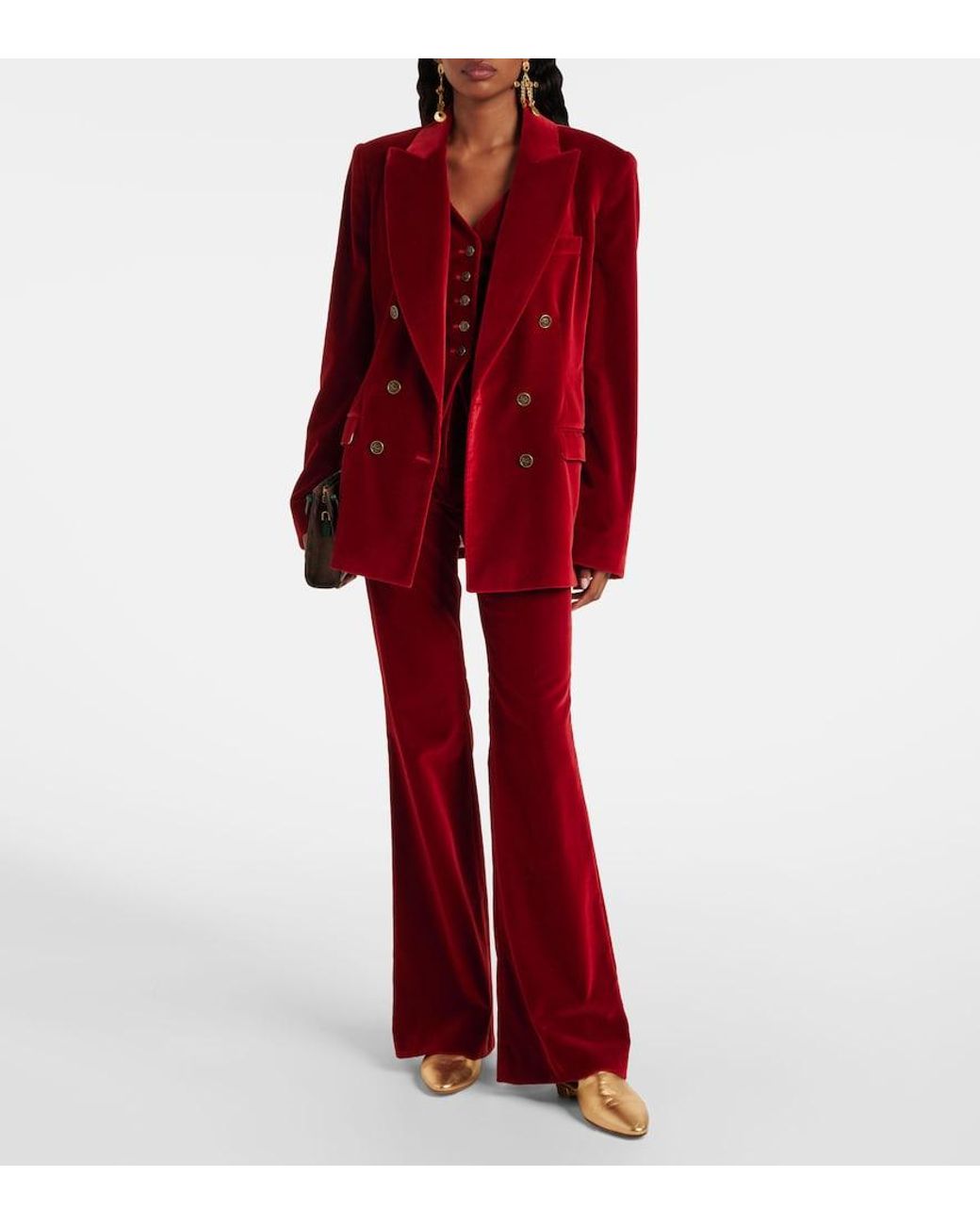 Etro Red Double-Breasted Jacket With Peak Revers