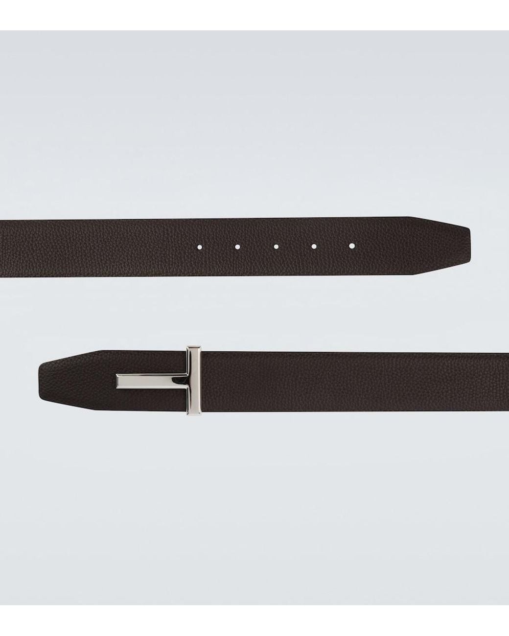 Tom Ford Black T Icon Reversible Leather Belt for men