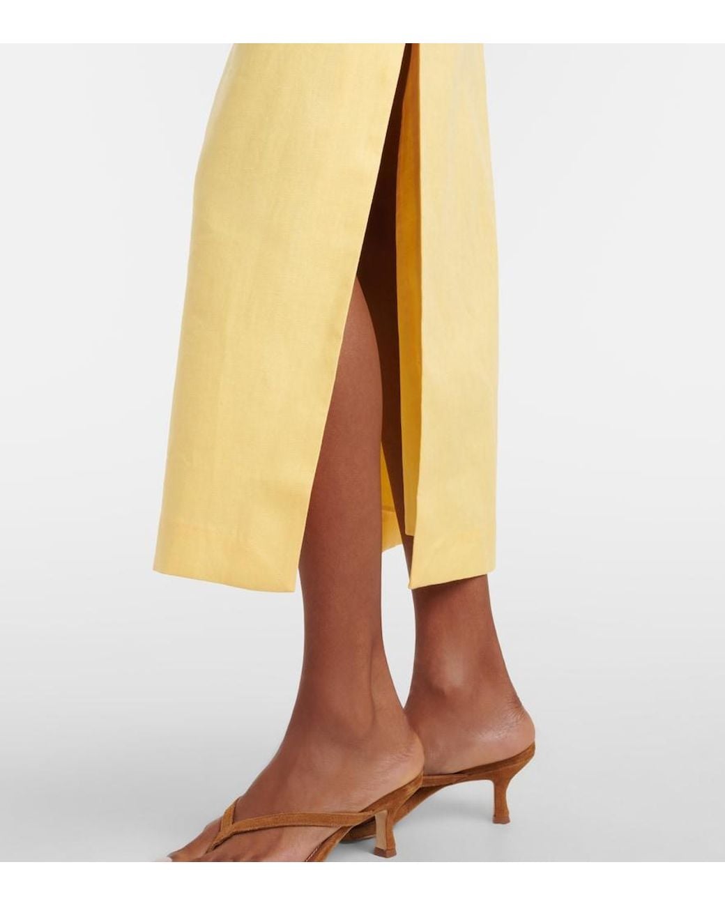 Sir Yellow Linen Midi Dress