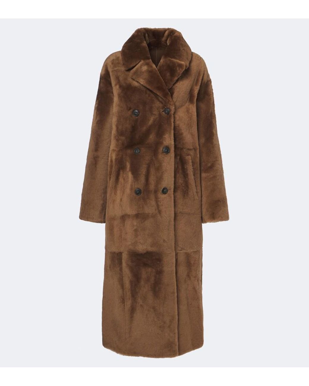 Yves Salomon Brown Reversible Shearling And Leather Coat