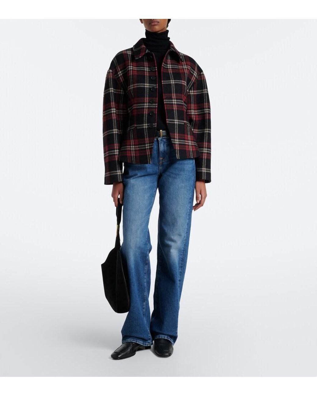 Polo Ralph Lauren Black Plaid Wool-Blend Tweed Jacket