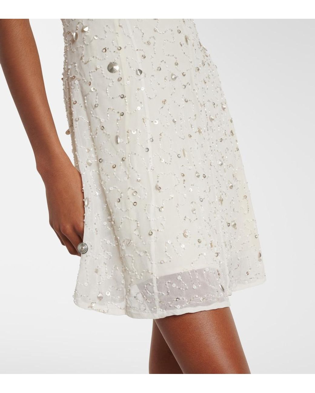 Staud White Emily Embellished Tulle Minidress