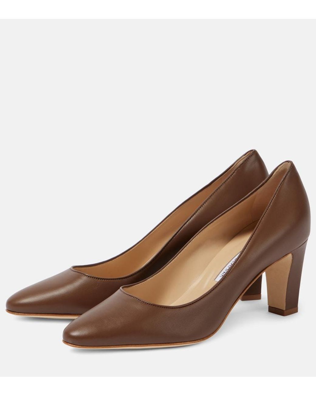 Manolo Blahnik Brown Sikotto 70 Leather Pumps