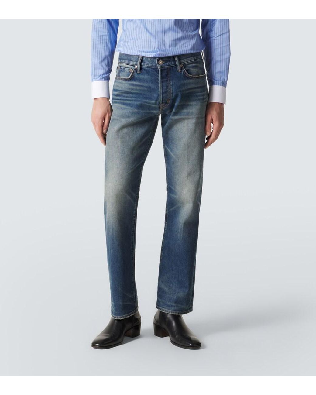 Tom Ford Blue Faded Straight Jeans for men