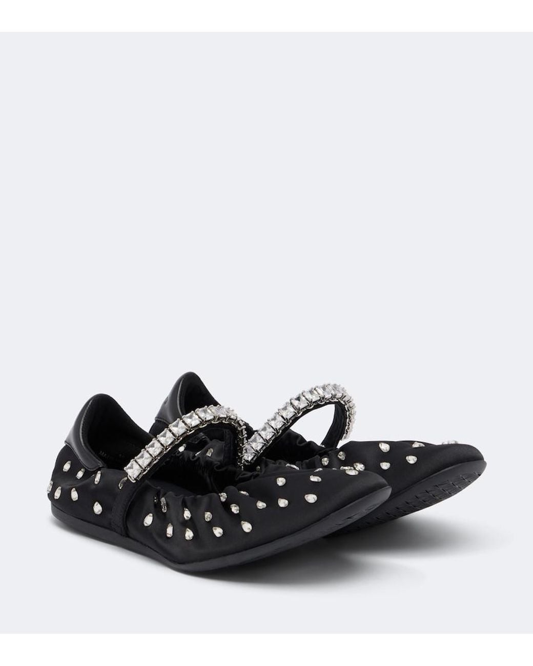 Jimmy Choo Black Jade Embellished Satin Ballet Flats