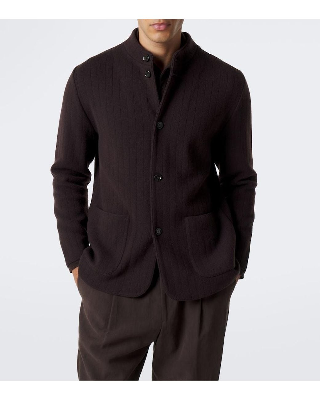 Lardini Black Knitted Wool And Cashmere Blazer for men