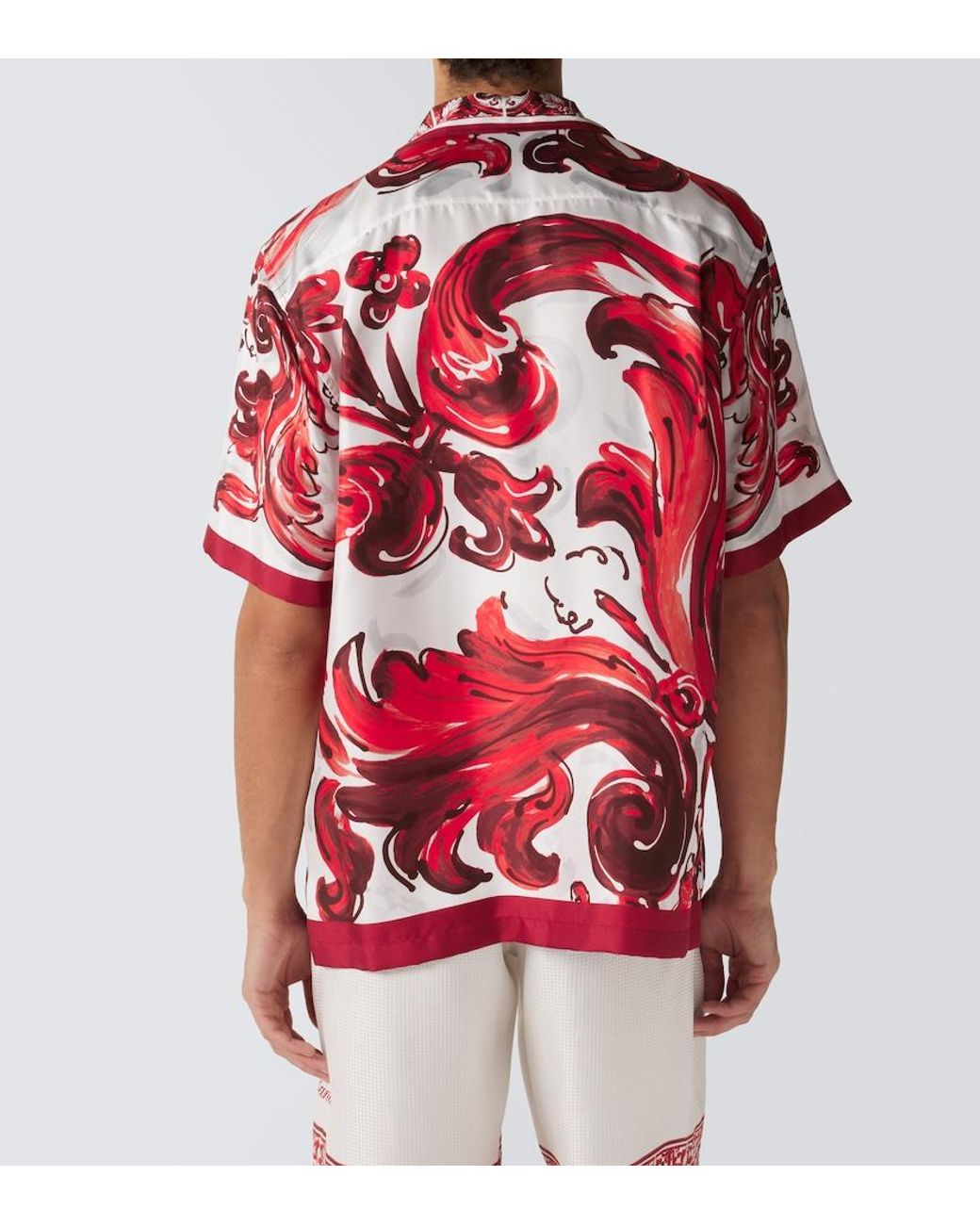 Dolce & Gabbana Red Majolica Silk Twill Shirt for men