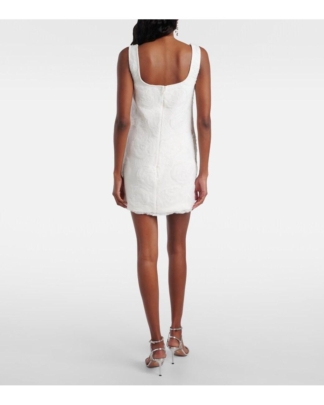 Self-Portrait White Embellished Floral Tulle Minidress