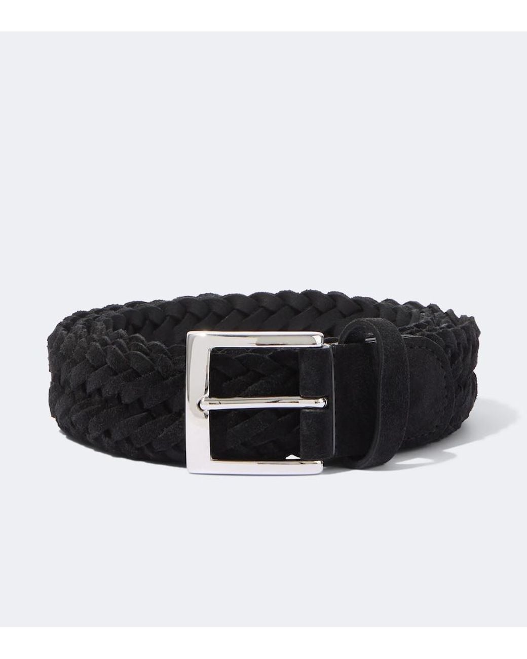 Kiton Black Braided Suede Belt for men