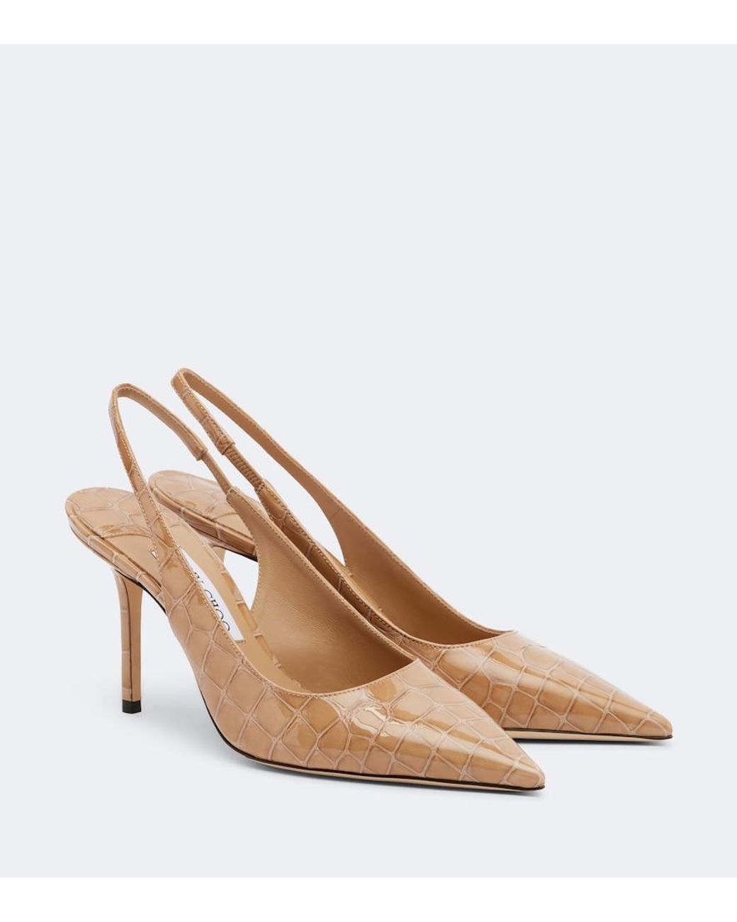 Jimmy Choo Natural Love Croc-Effect Leather Slingback Pumps