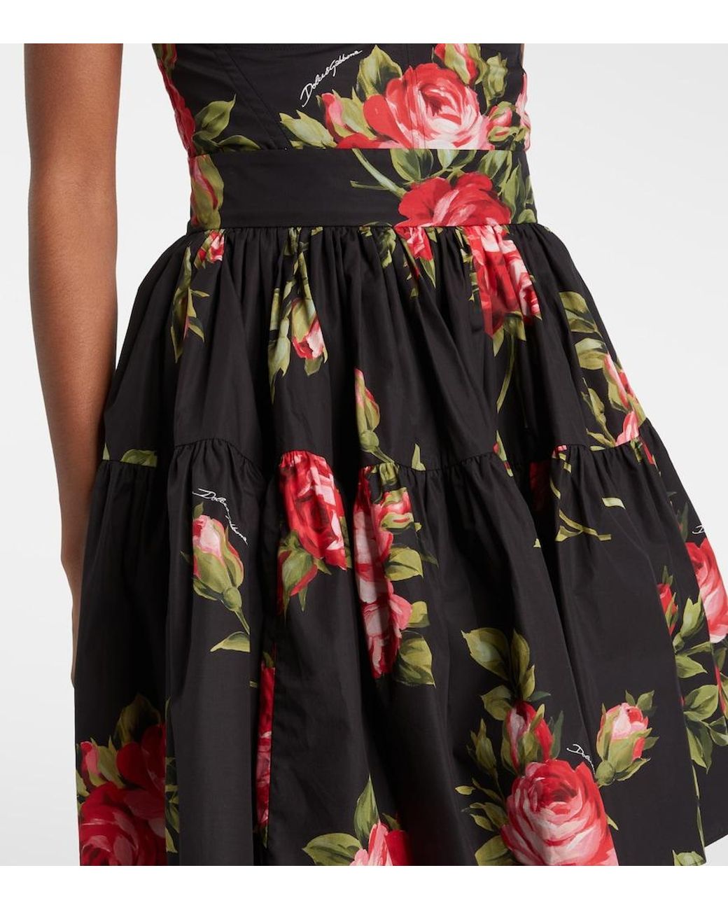 Dolce & Gabbana Red Floral Cotton Miniskirt