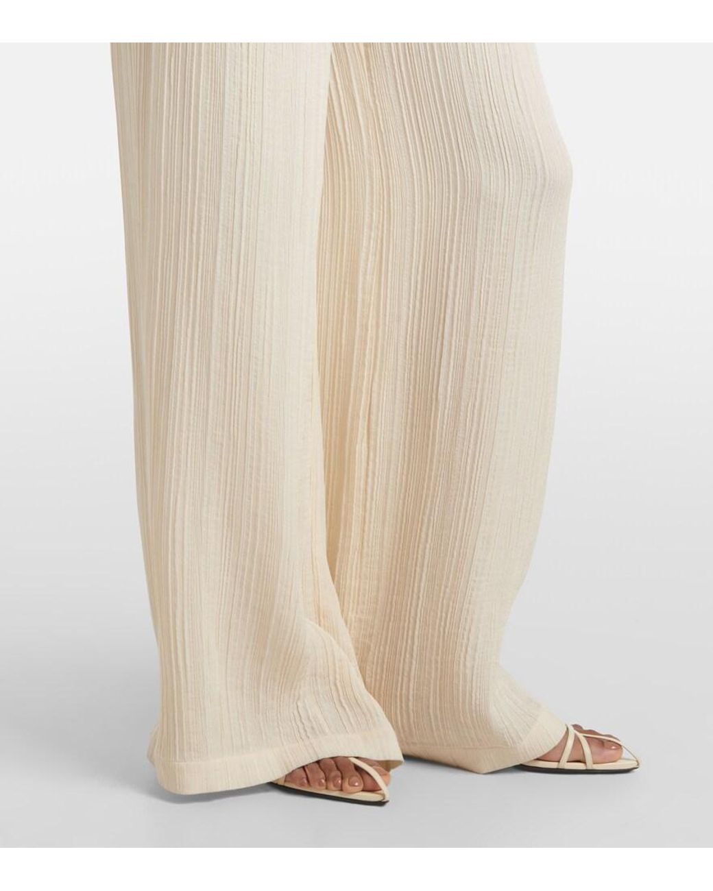 Joseph Natural Mawn Pleated Jacquard Wide-Leg Pants
