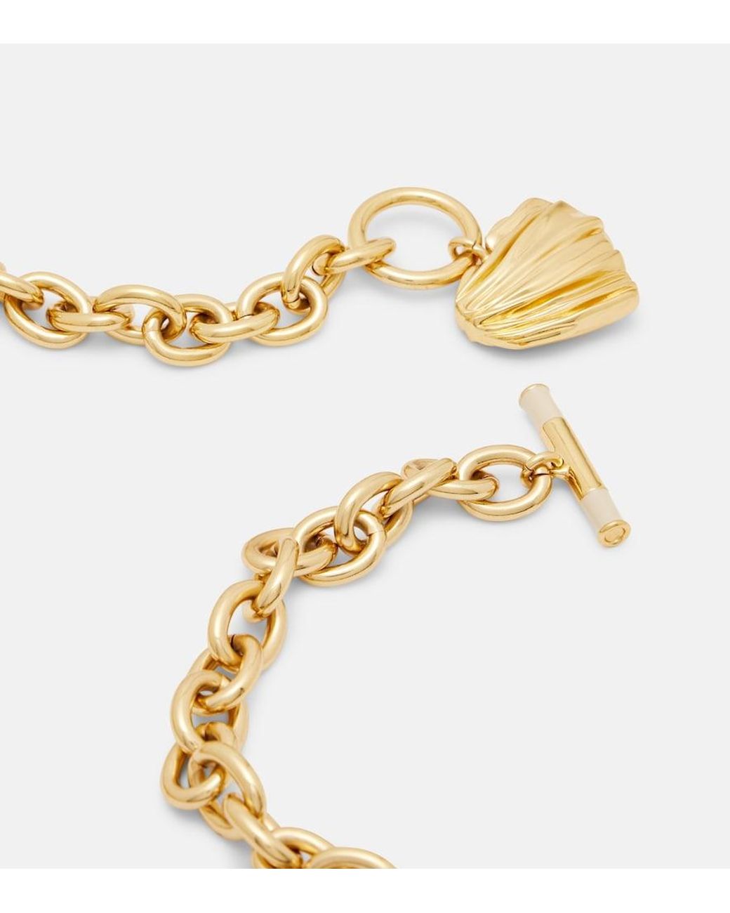 Chloé Metallic Pleated Heart Pendant Necklace