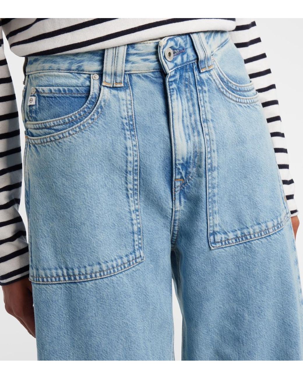 AG Jeans Blue Akita Barrel-Leg Jeans