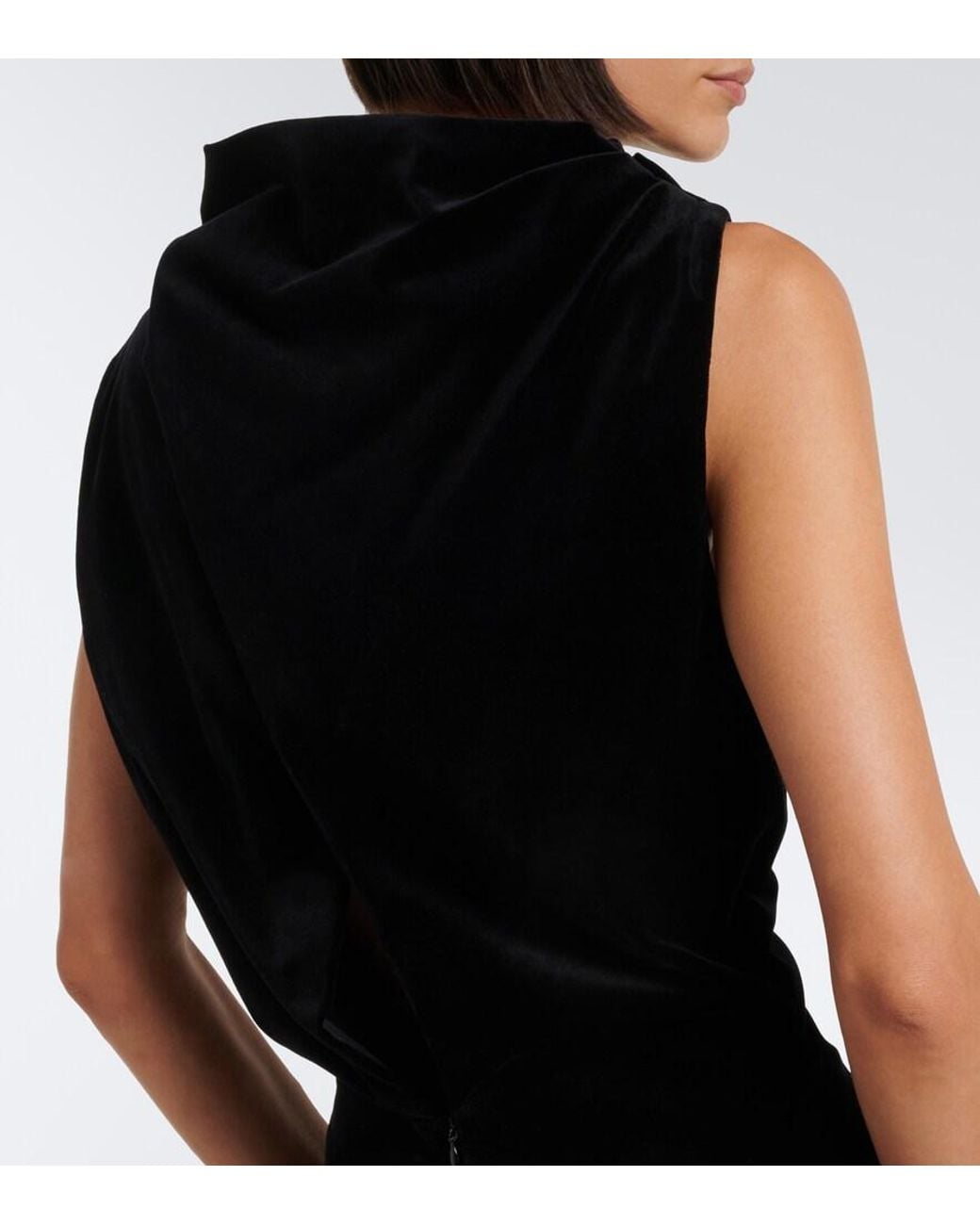 Khaite Black Astor Draped Cotton Velvet Minidress