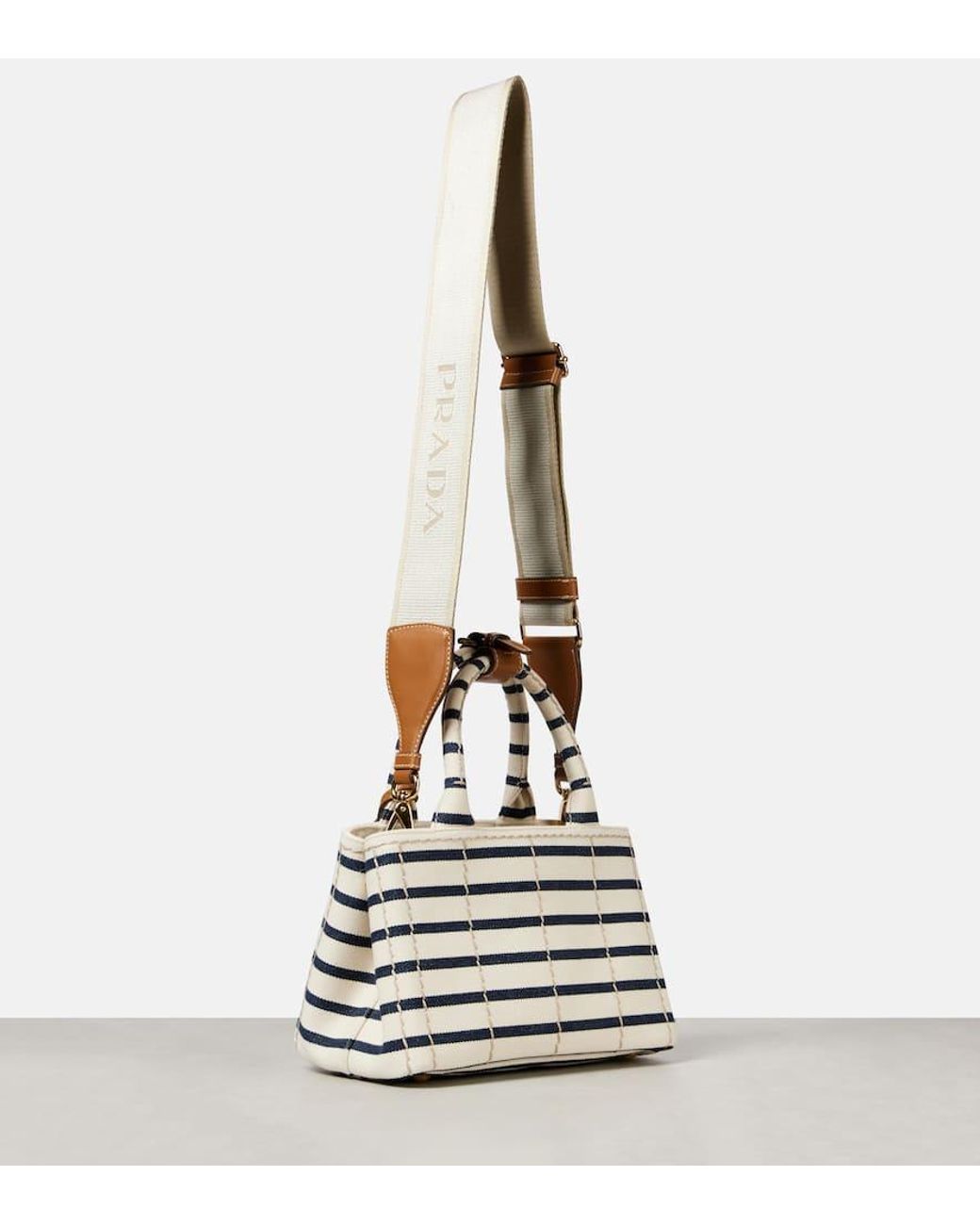 Prada Jardiniere Mini Canvas Tote Bag in White | Lyst