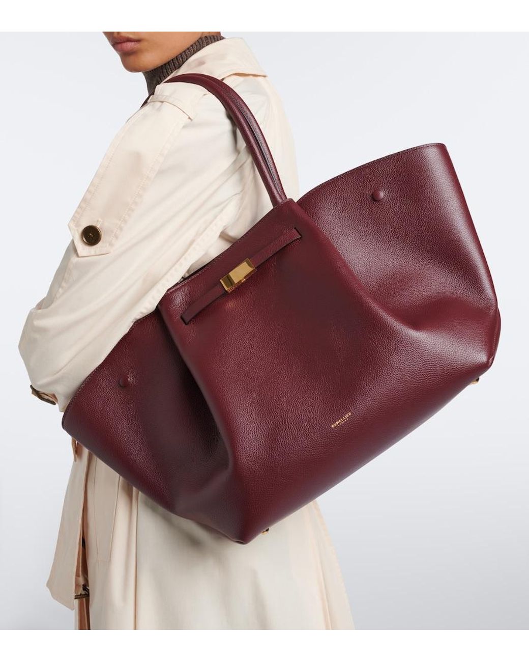 DeMellier London Purple New York Medium Leather Tote Bag