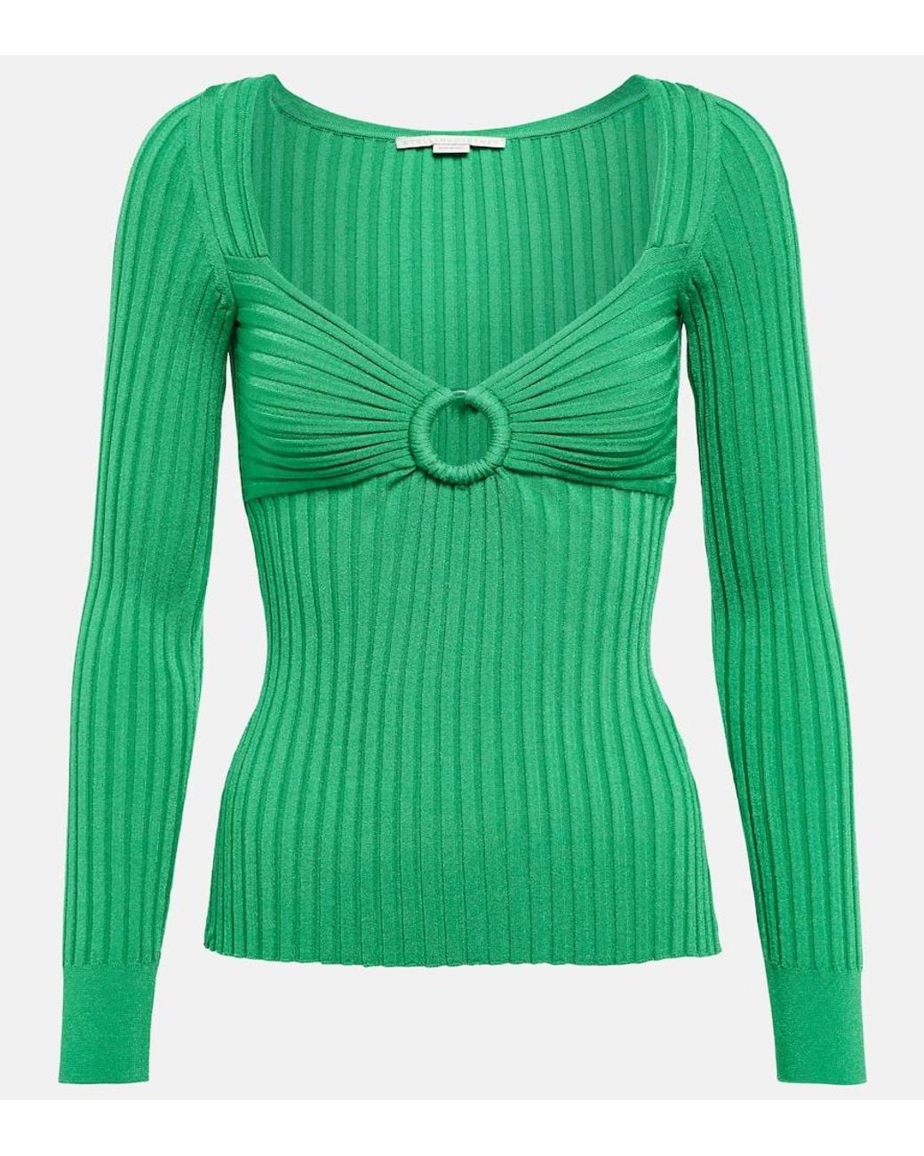 Stella McCartney Green Ribbed-Knit Top
