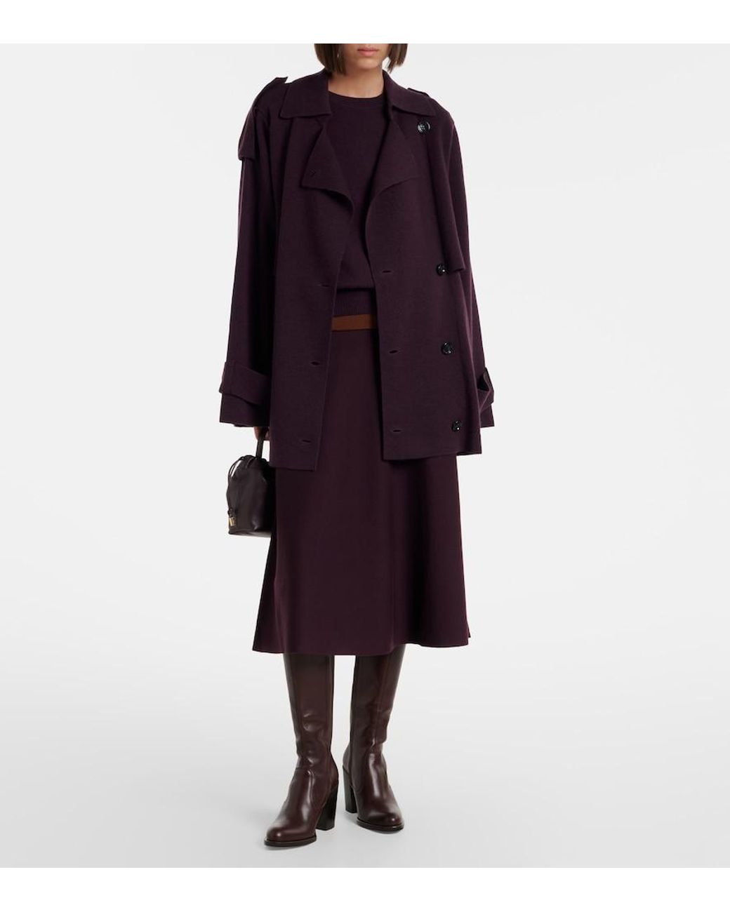 Jardin Des Orangers Purple Cropped Wool And Cashmere Trench Coat