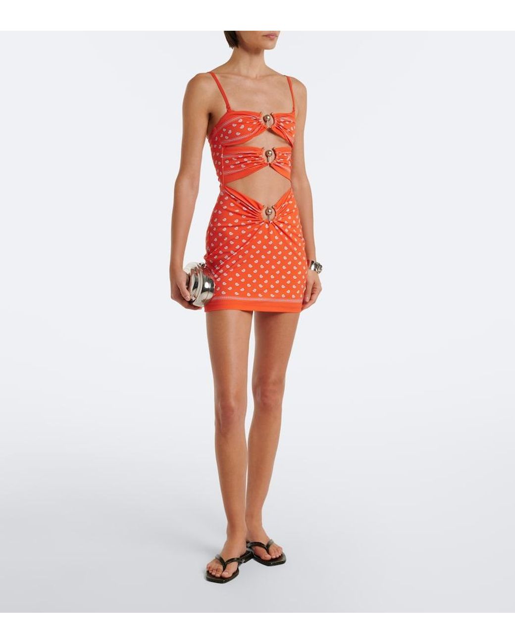 Christopher Esber Orange Orbit Bandana Cutout Minidress