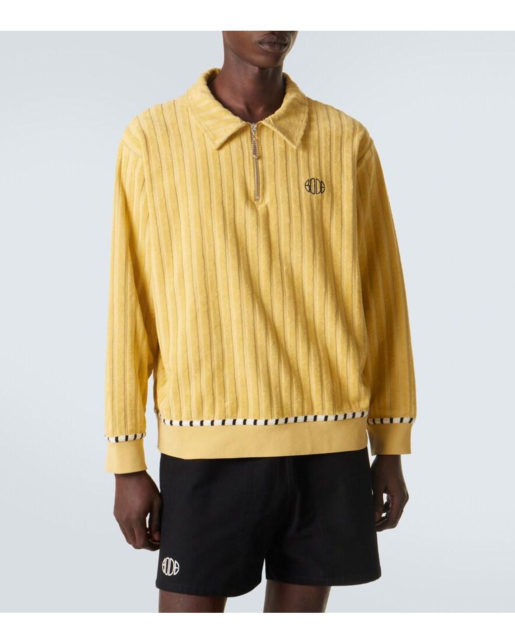 Bode Yellow Croquet Ground Cotton Terry Sweater for men