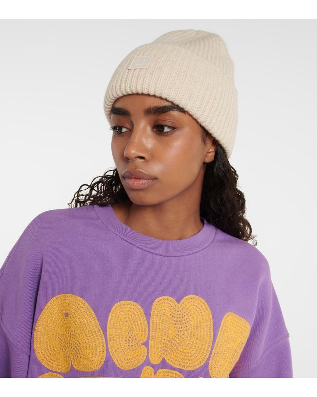 Acne Natural Pana Ribbed-Knit Wool Beanie