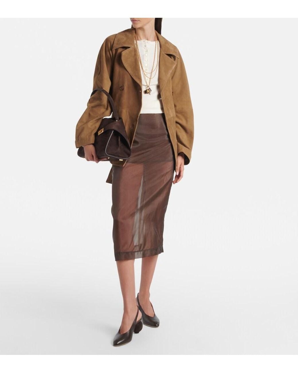 Ferragamo Brown Tessie 70 Leather Slingback Pumps