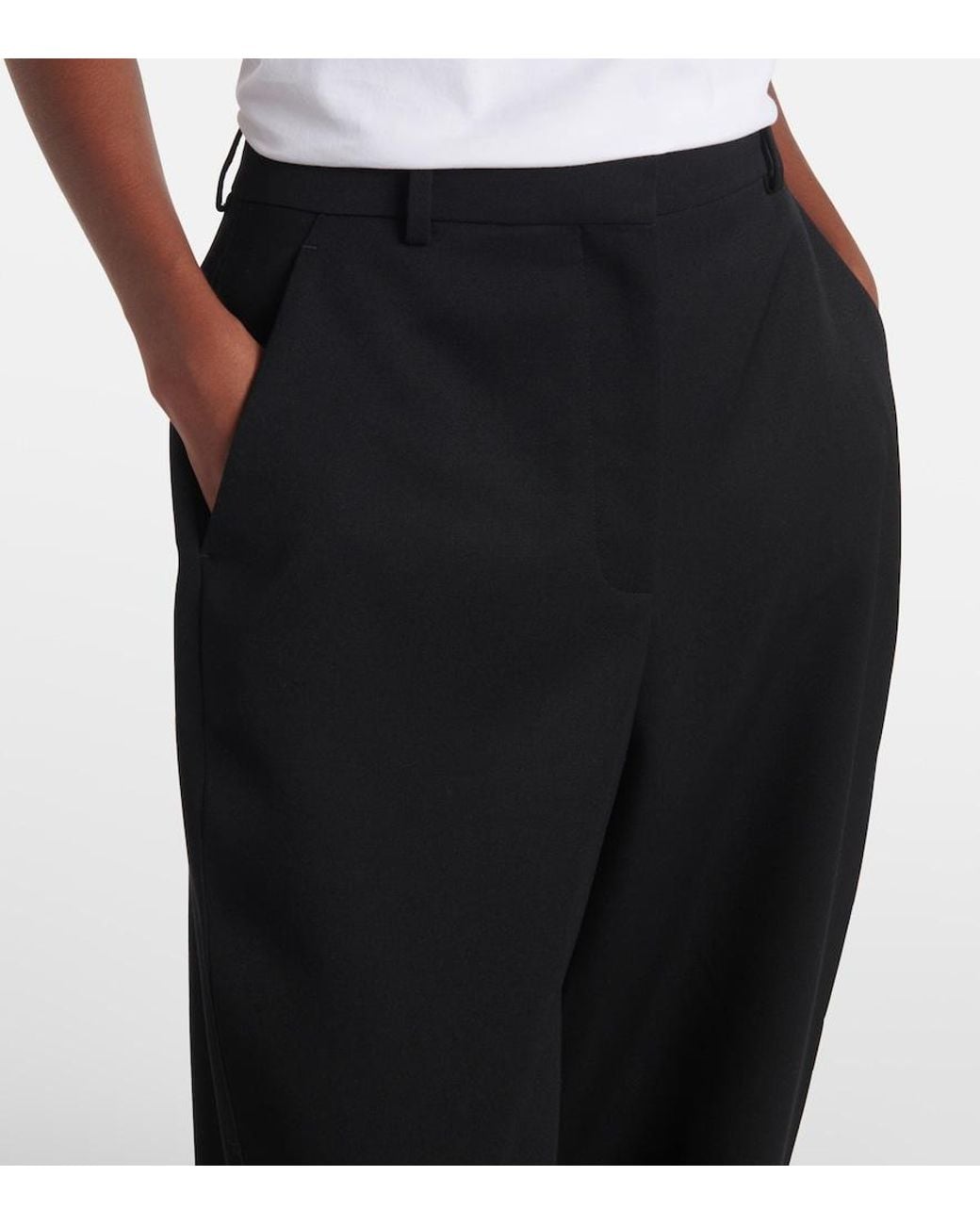 Givenchy Black Cocoon Wool Grain De Poudre Barrel-Leg Pants