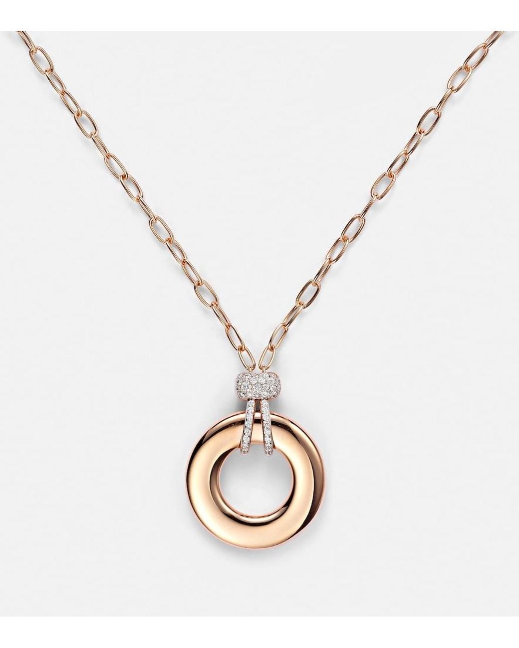 Pomellato Metallic Iconica 18Kt Rose Pendant Necklace With Diamonds