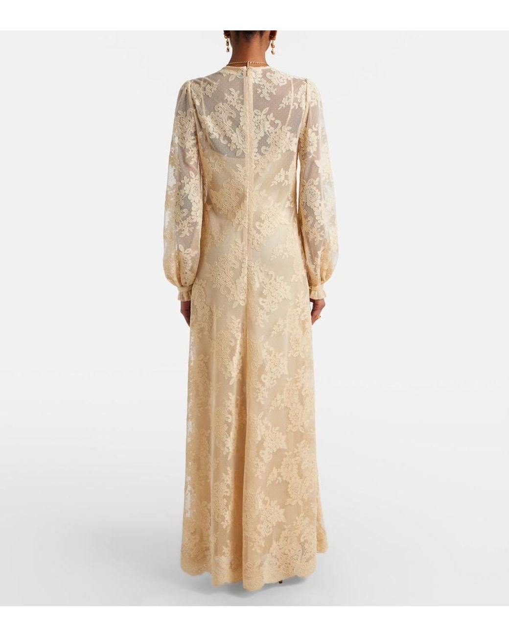 Zimmermann Natural Como Silk-Lined Lace Maxi Dress