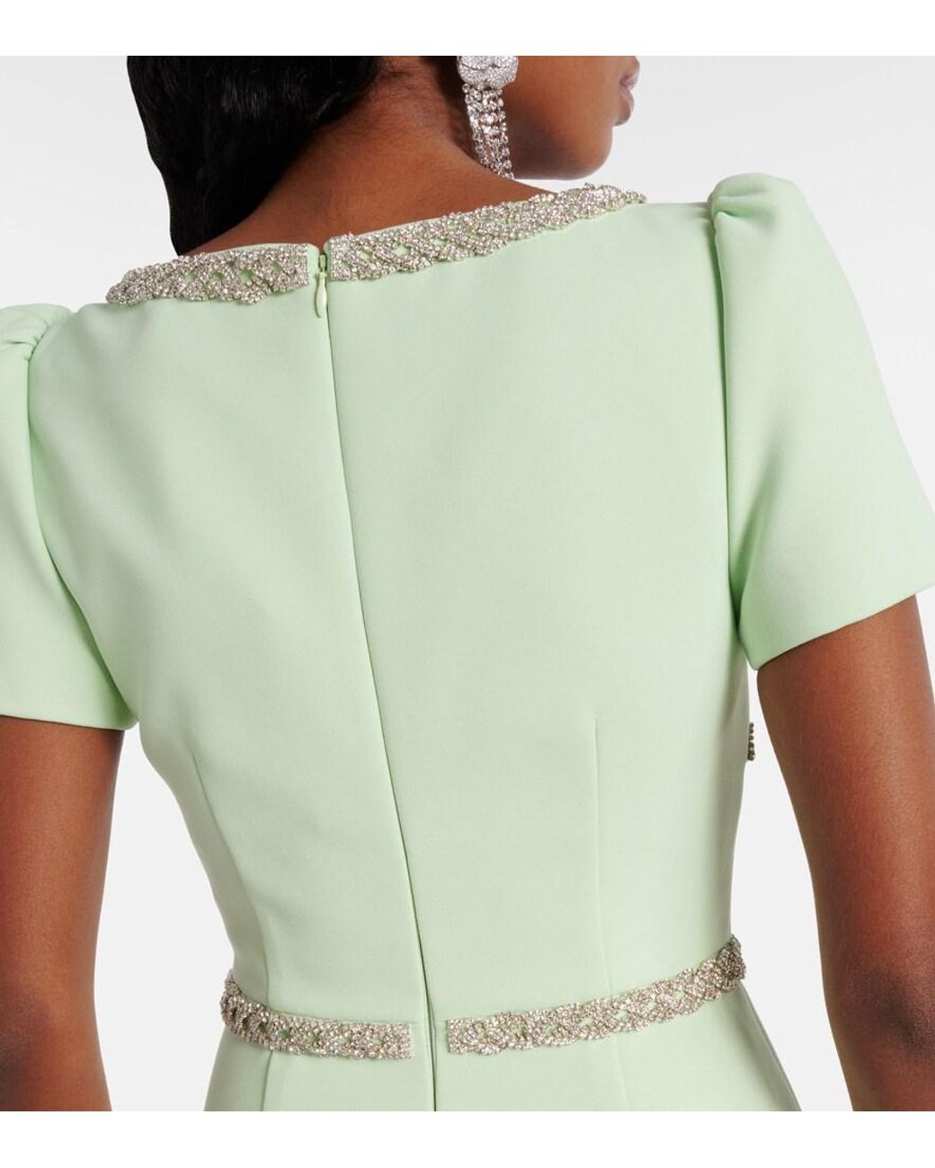 Self-Portrait Green Embellished Crepe Gown