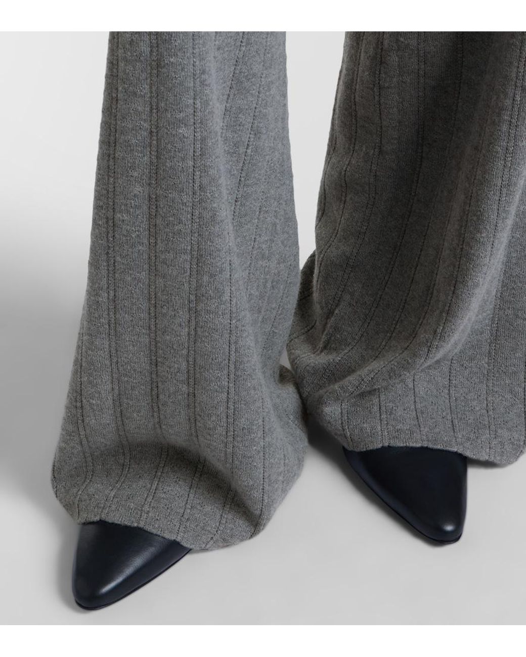 Lisa Yang Gray Shannen Cotton And Cashmere Wide-Leg Pants