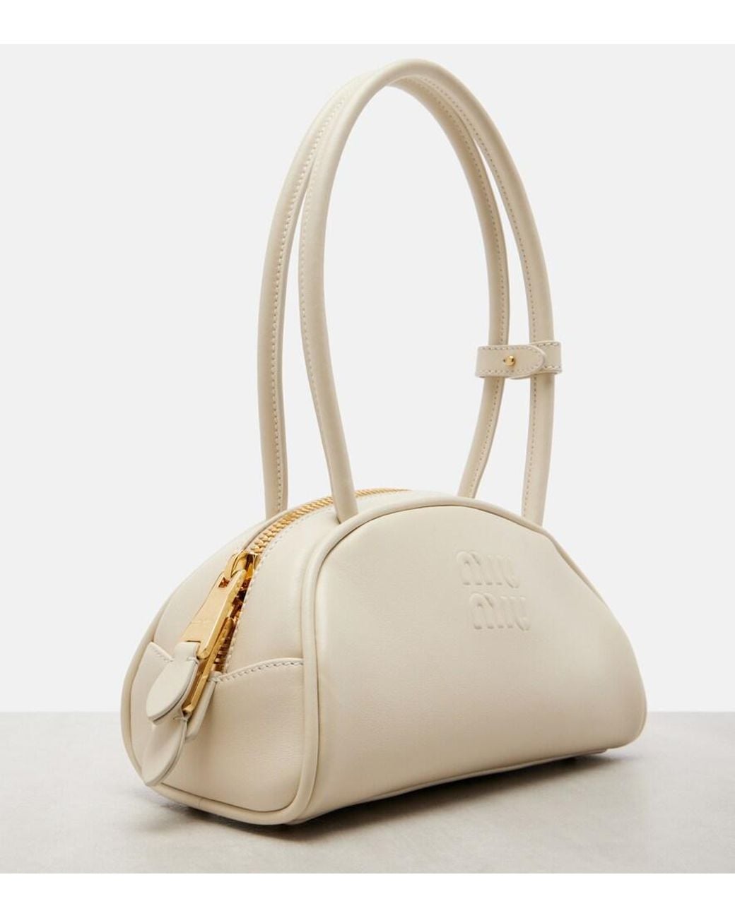 Miu Miu Natural Beau Small Leather Bowling Bag