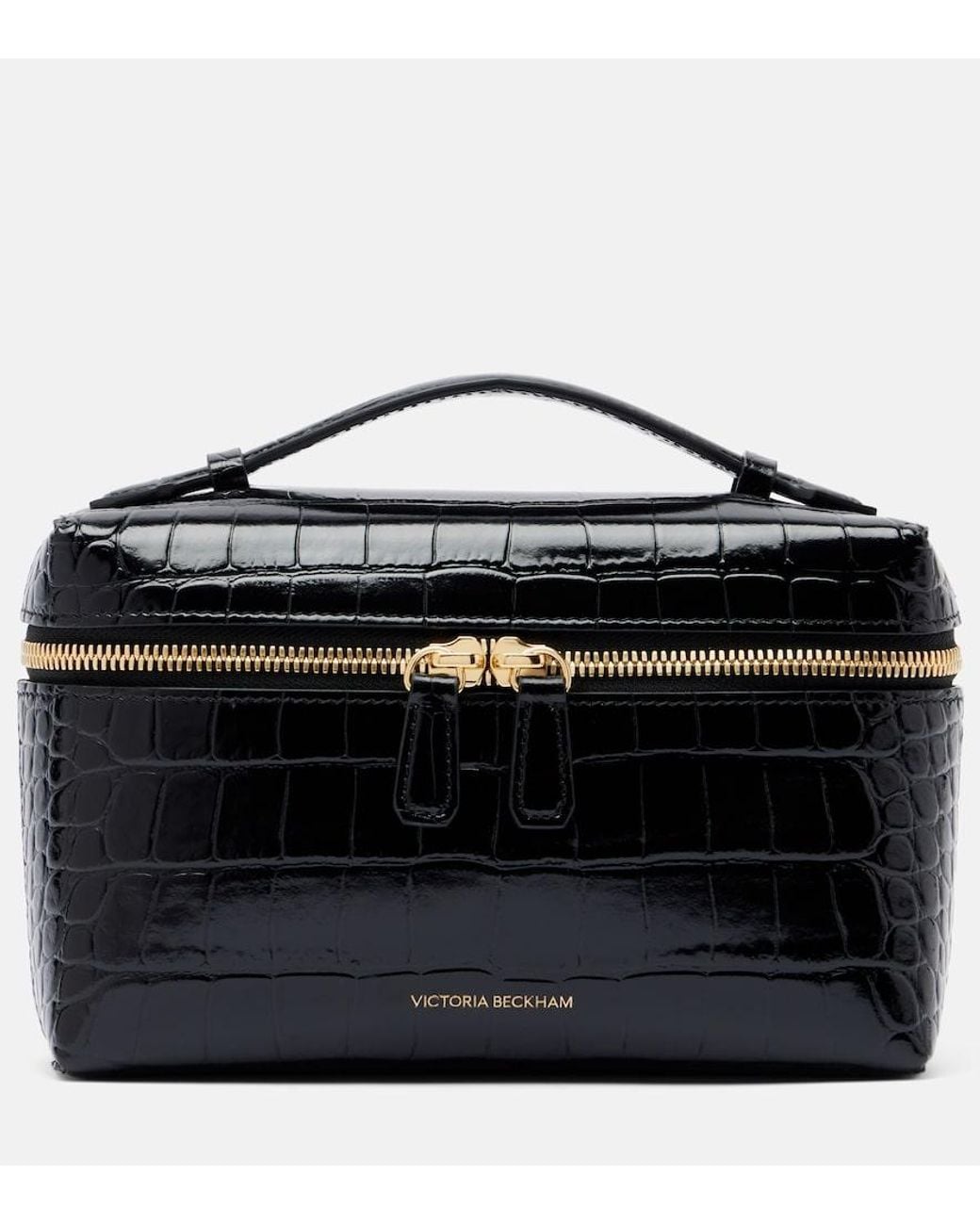 Victoria Beckham Black Vanity Croc-Effect Leather Vanity Bag